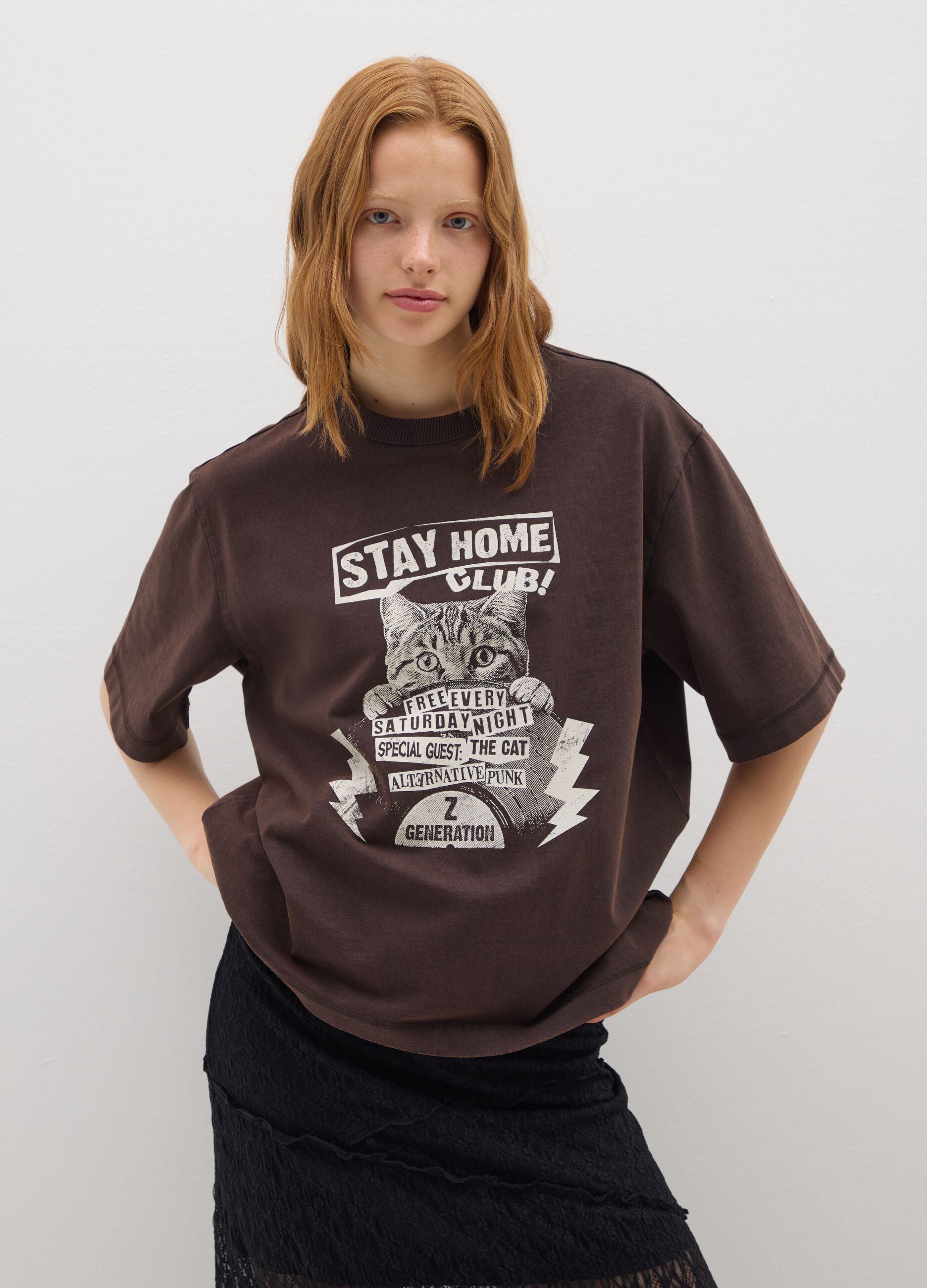 Women's brown pure cotton T-shirt