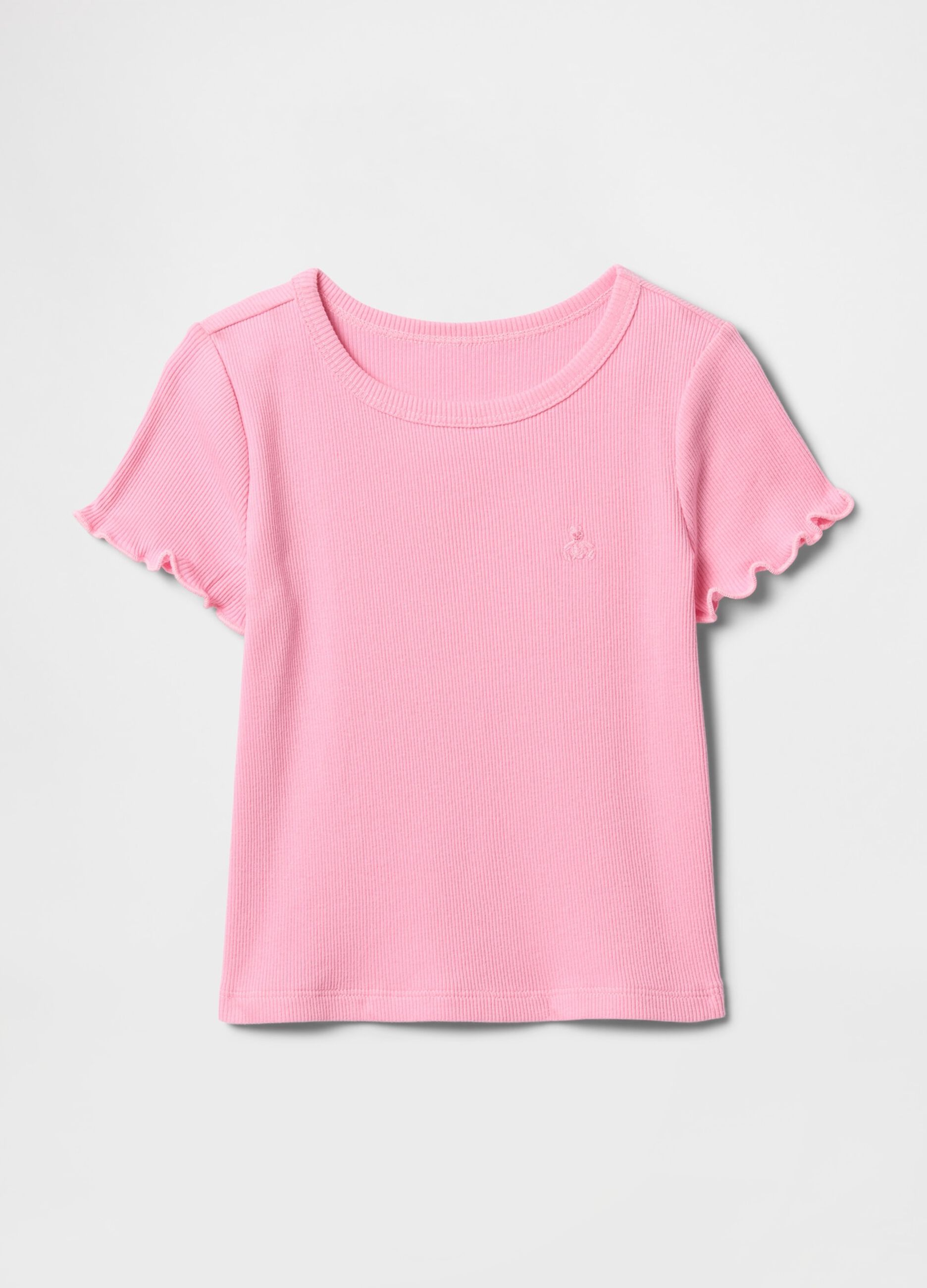 Pink T-shirt with ruffled short sleeves