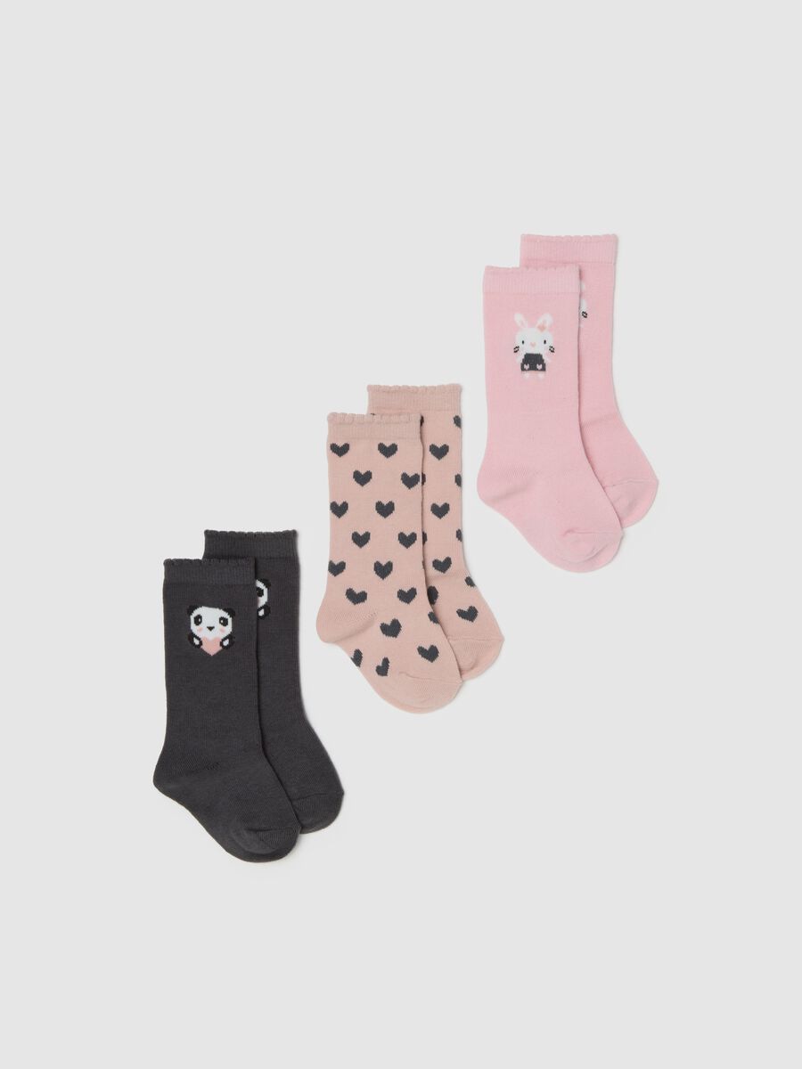 Multicolour Cotton Blend Baby Girls' Long Socks Tripack_0