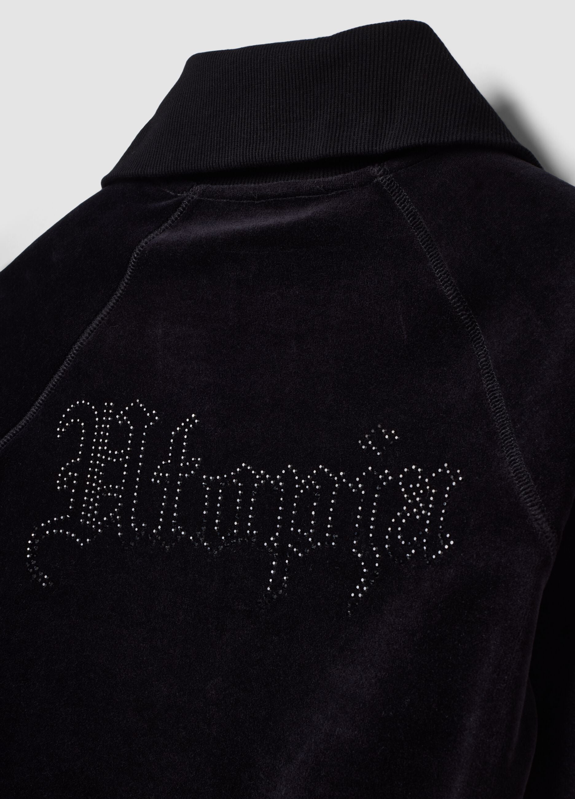 Black Velour Jacket with Rhinestone Logo