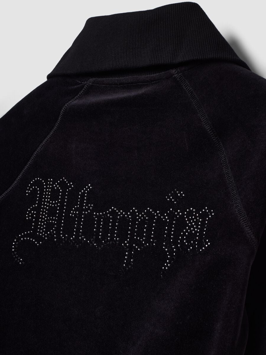 Velour Jacket Black Logo Strass_7