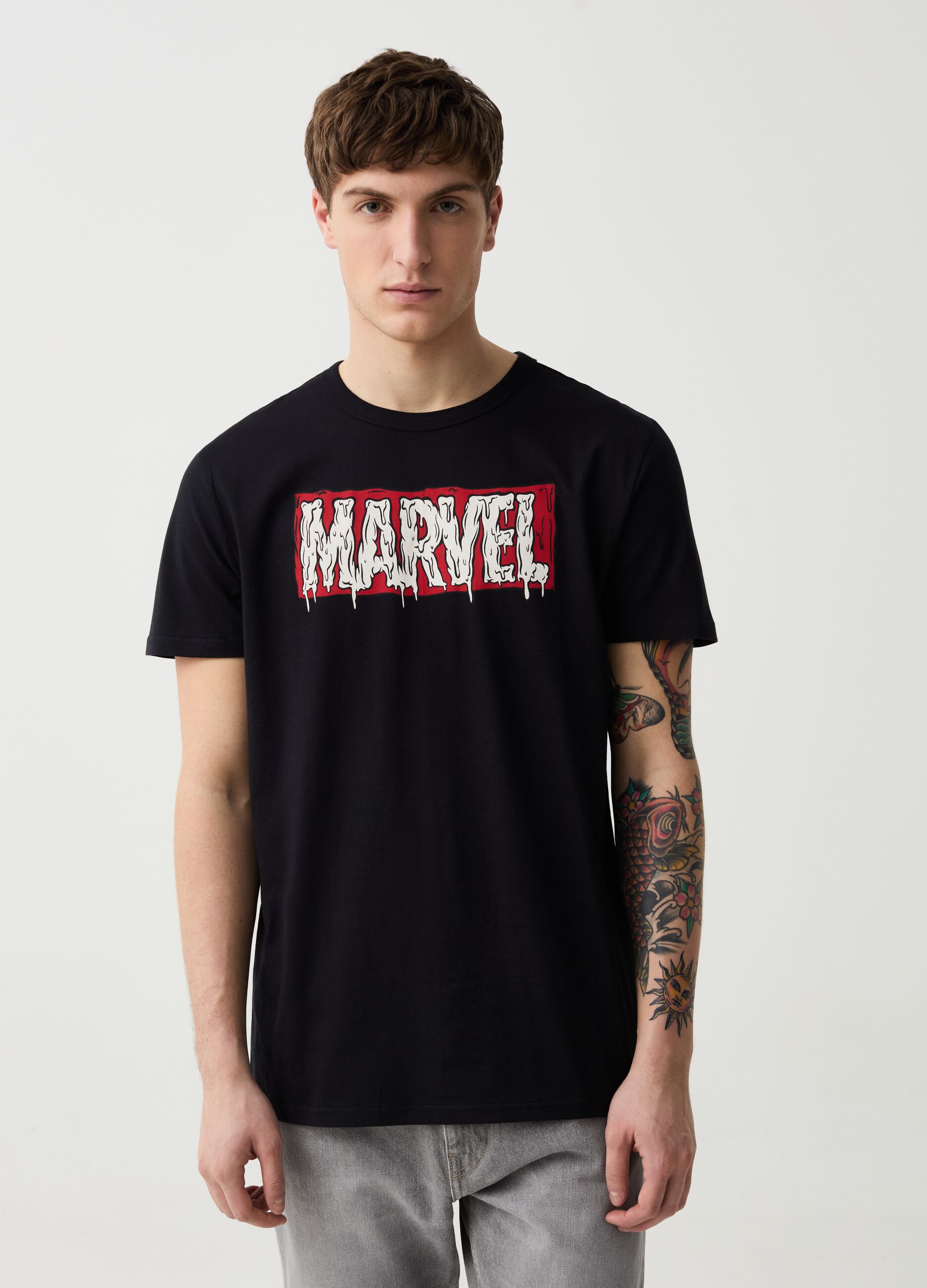 Cotton T-shirt with lettering print