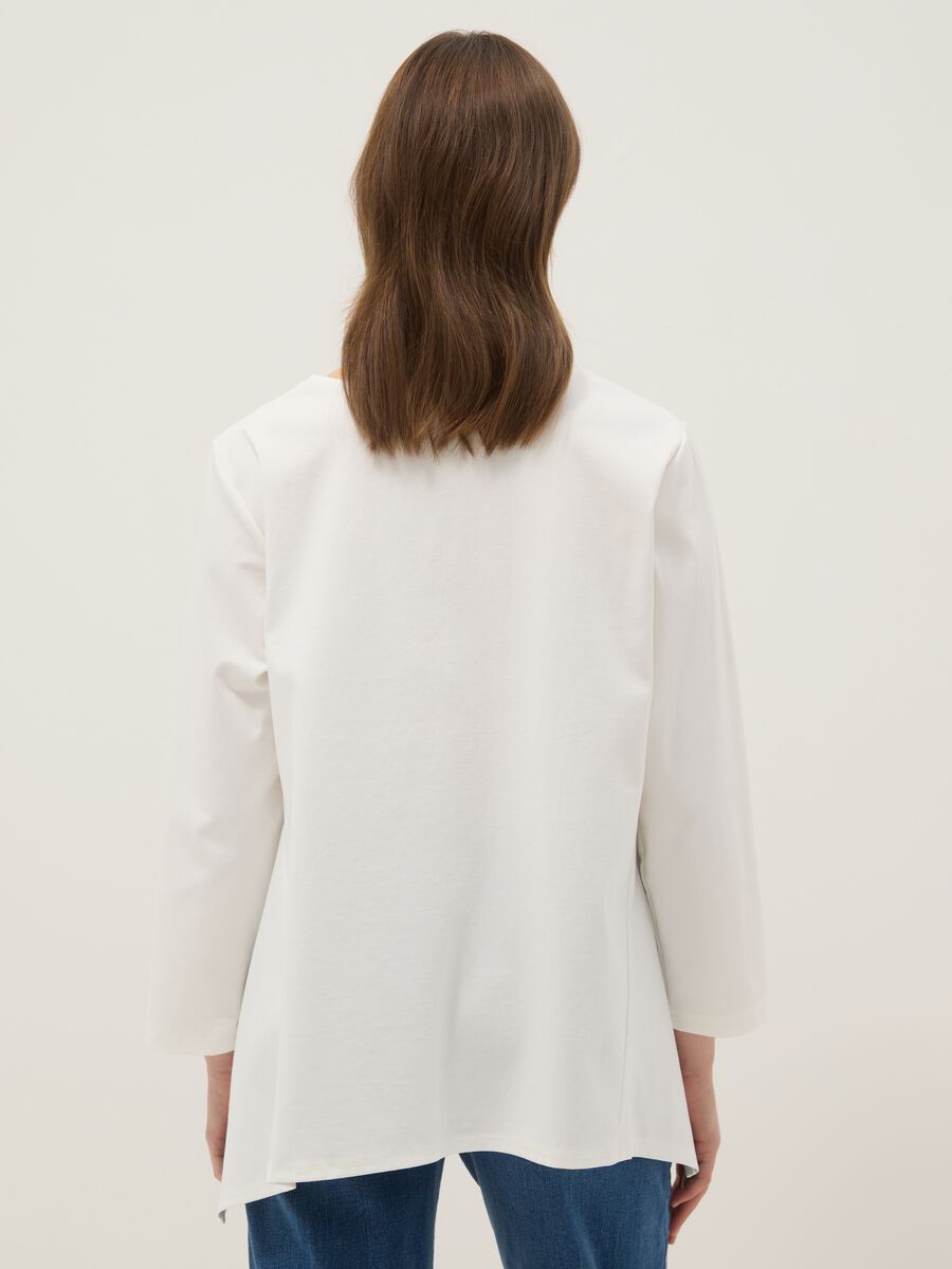 Blusa bianca con bottoni in cotone elasticizzato regular fit_2