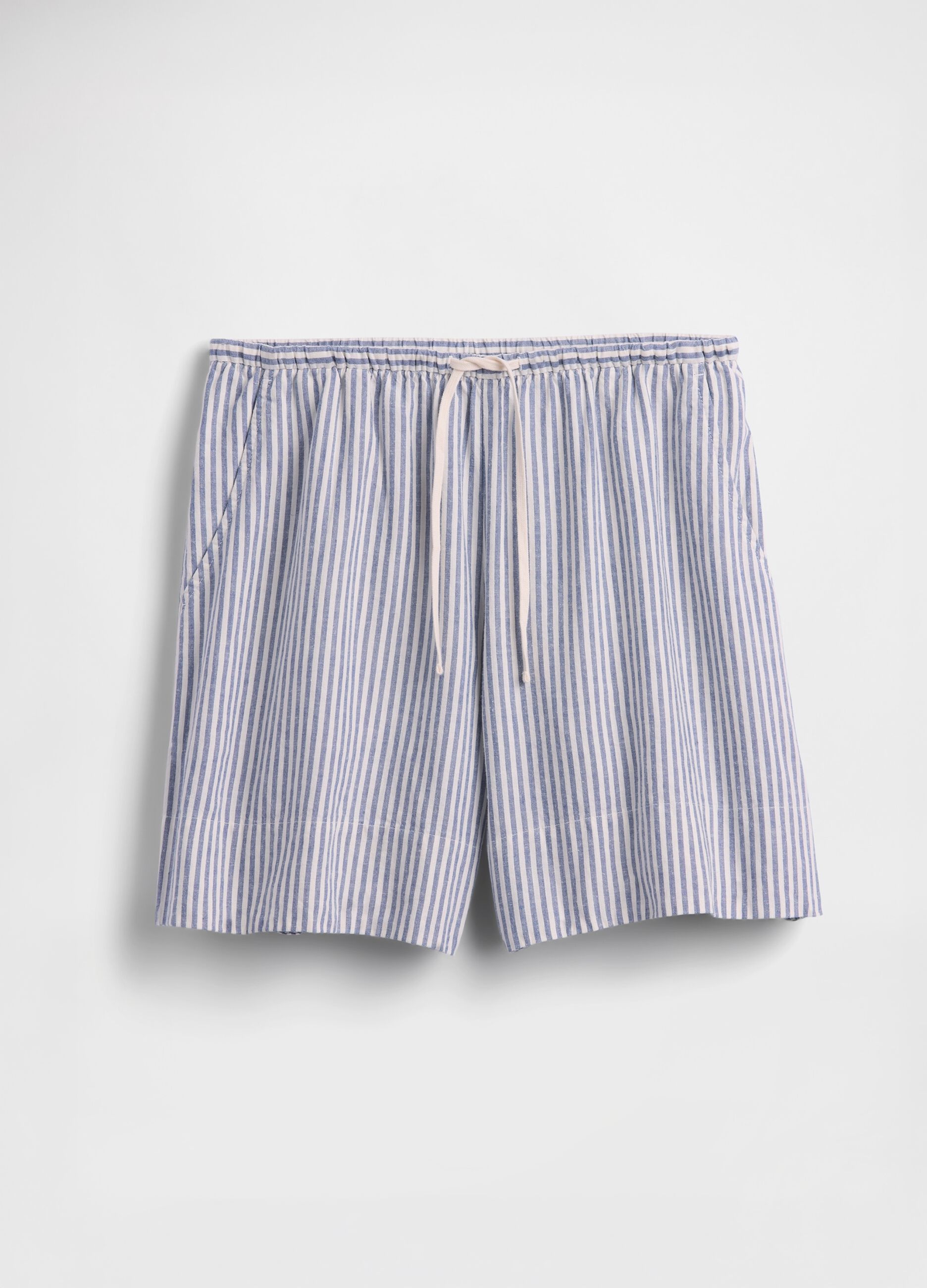 Striped linen-blend shorts