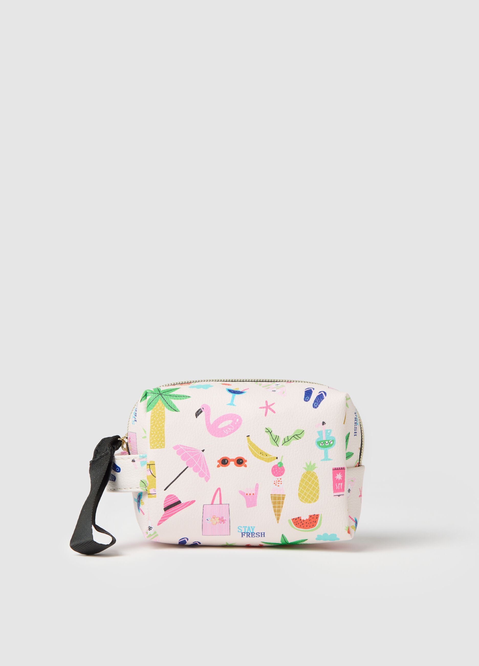 Beauty case da donna in PVC multicolor con maniglia