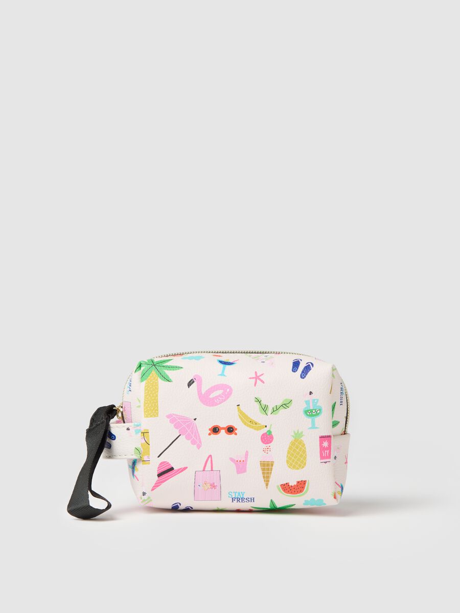Women's multicoloured PVC vanity case with handle_0