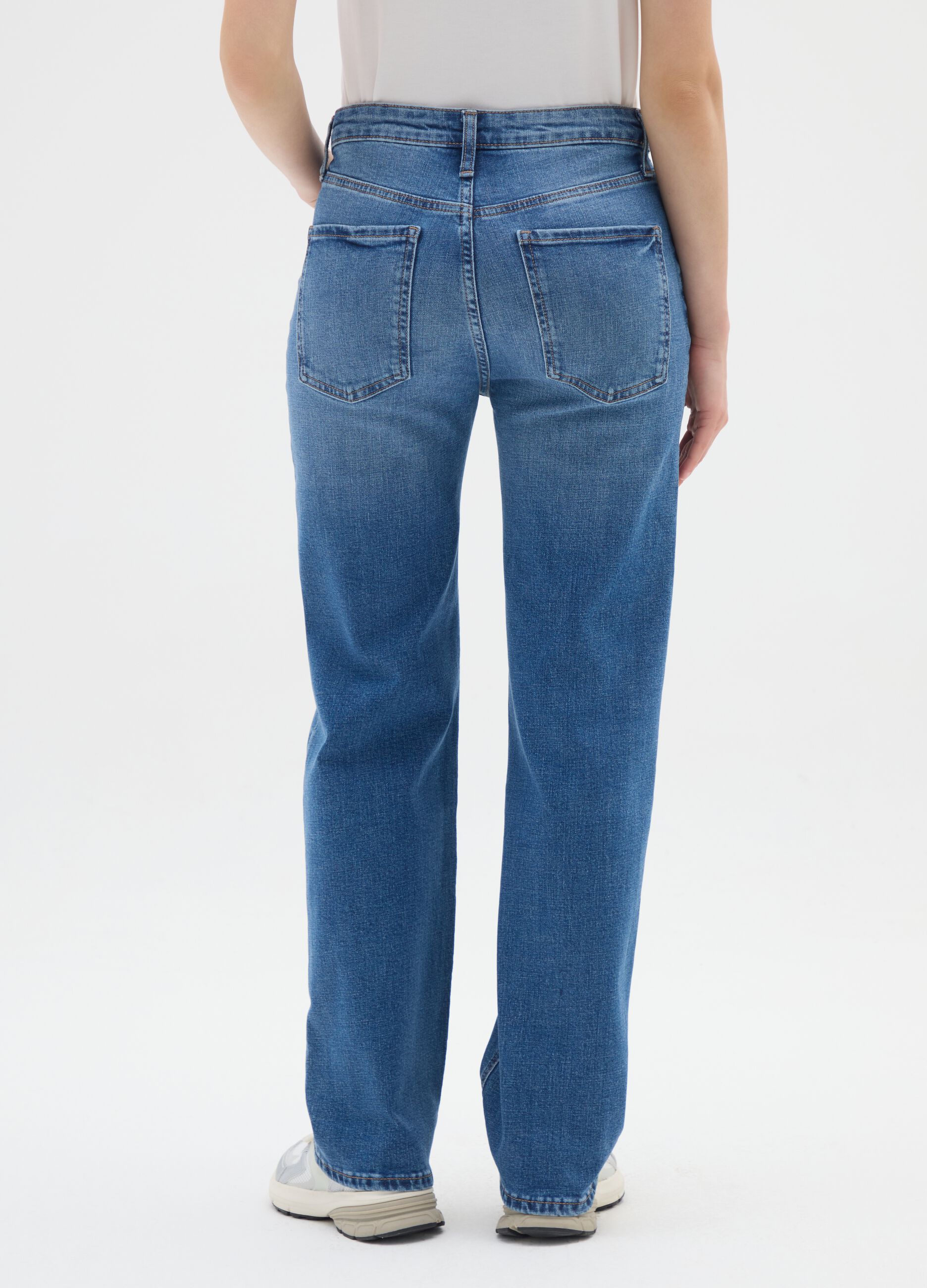 Stretch blue straight jeans