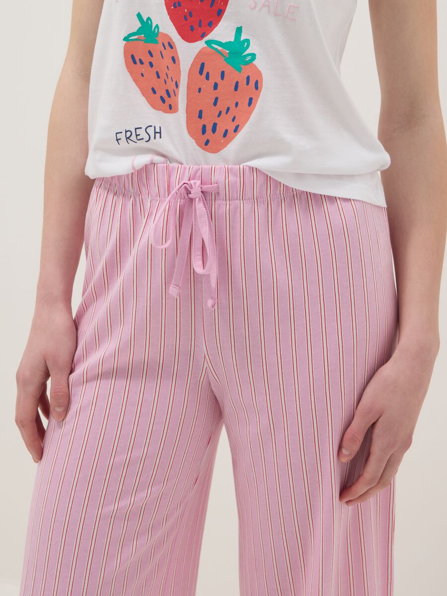 Pink striped pure cotton pyjama shorts - regular fit_3