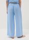 Sky-blue pure linen wide-leg trousers with elasticated waist_2