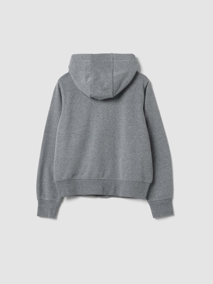 Felpa grigia in puro cotone organico con cappuccio e stampa stella regular fit_2