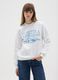 White cotton blend sweatshirt, regular fit crewneck_0