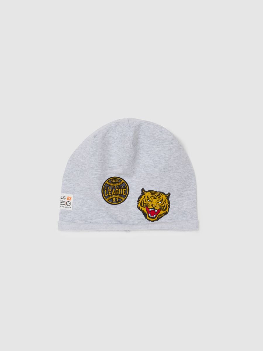 Cappello da bambino in cotone grigio elasticizzato_0