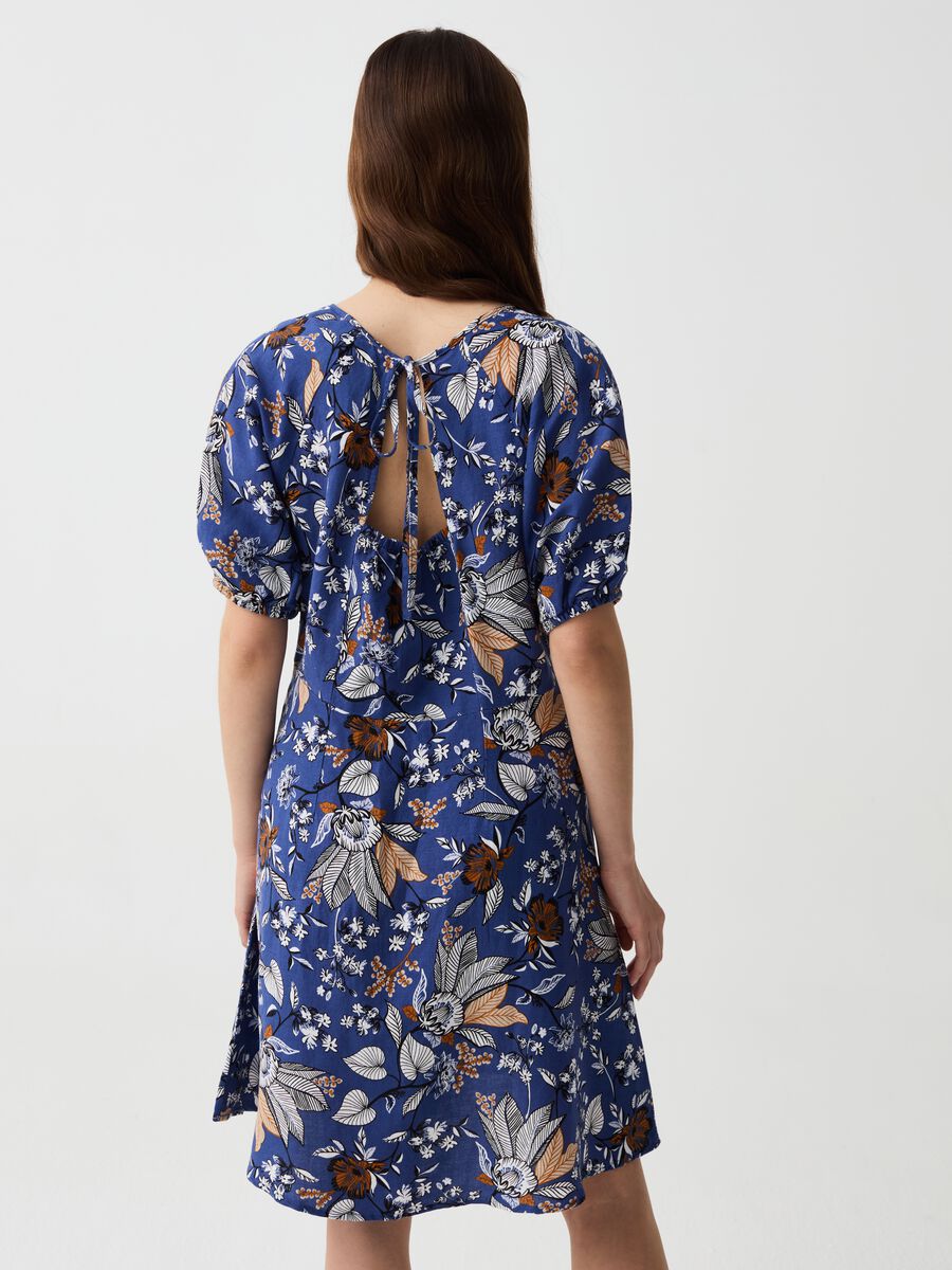 Short dress in linen and viscose with floral print_2