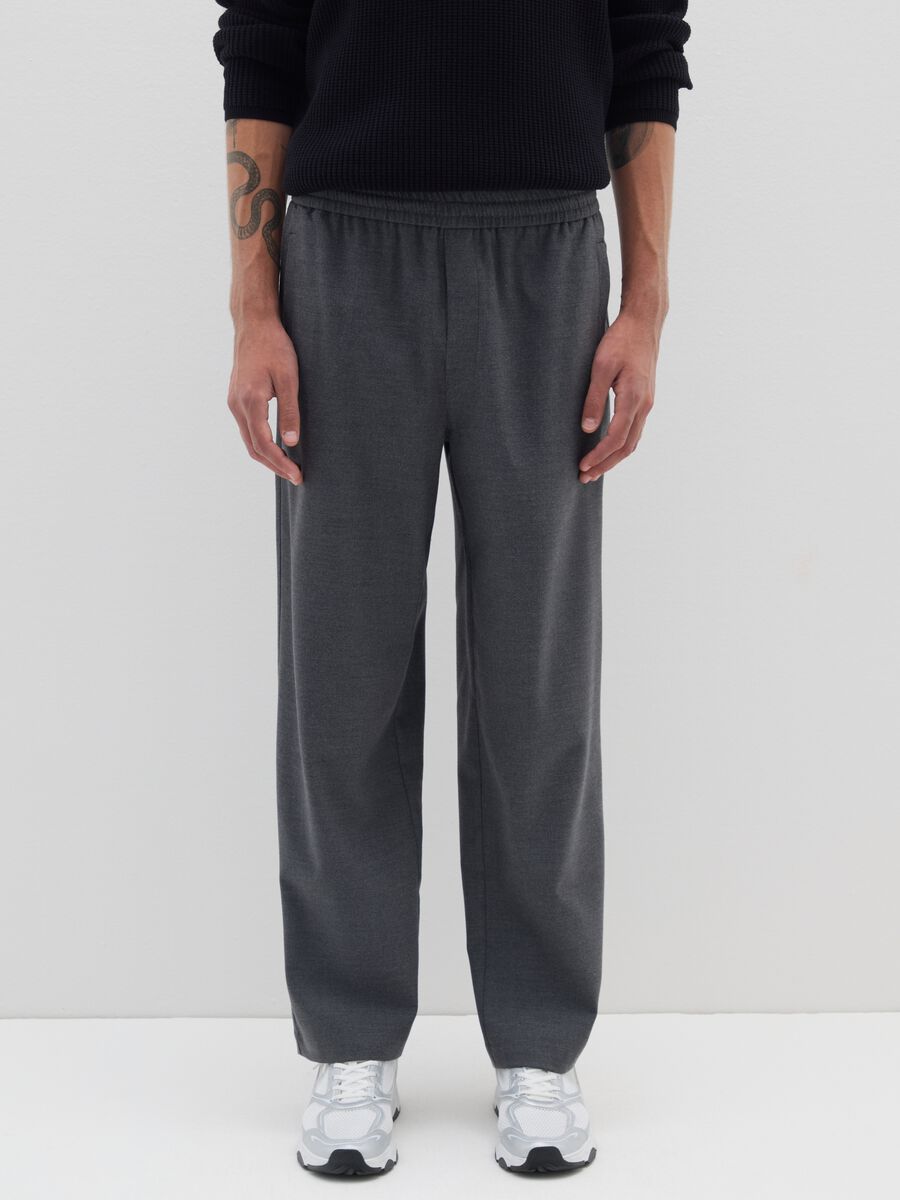 Grey Stretch Regular Fit Trousers_1