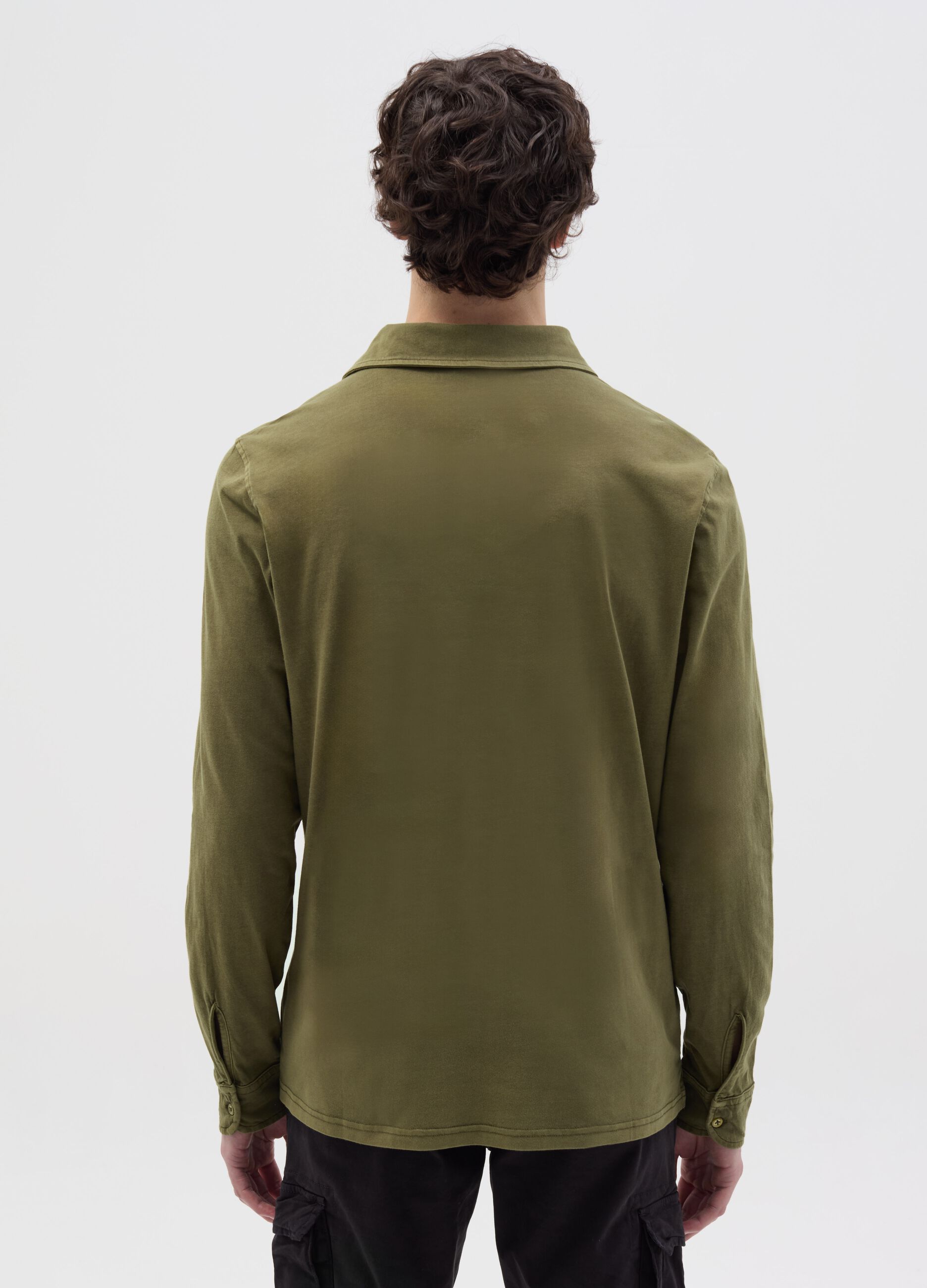 Long-sleeved polo shirt in cotton