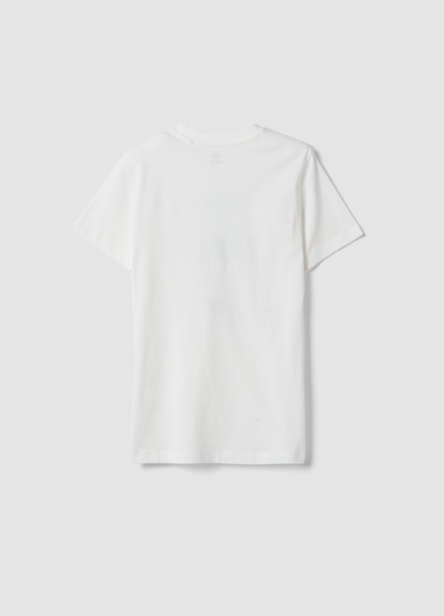 White pure cotton regular-fit boys&rsquo; T-shirt with prints