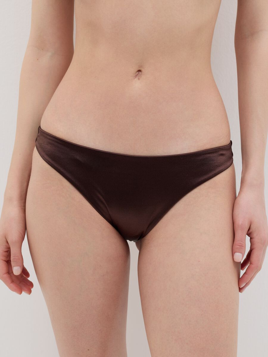Brown satin-effect bikini briefs_2