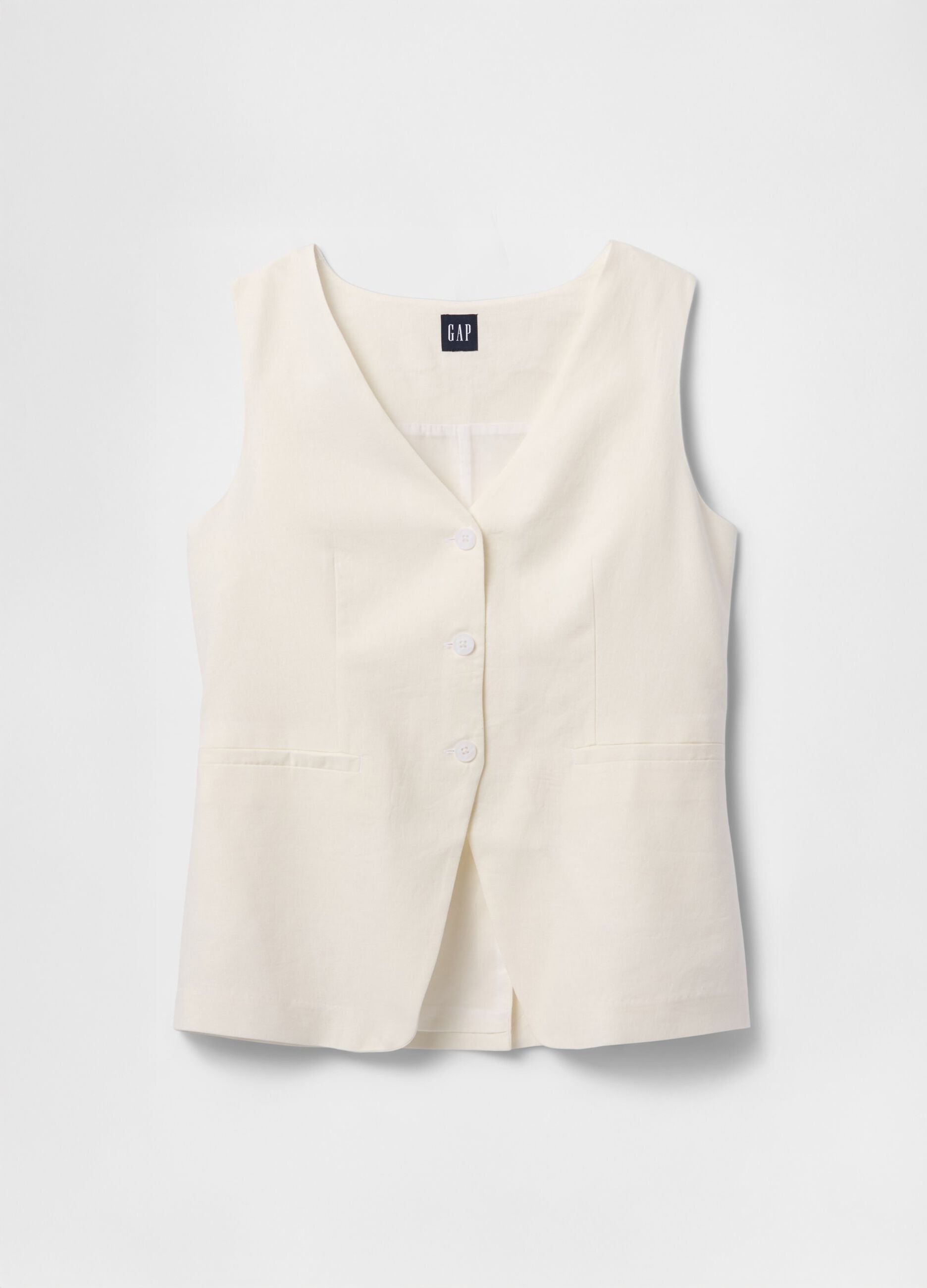 White Linen and Viscose Vest