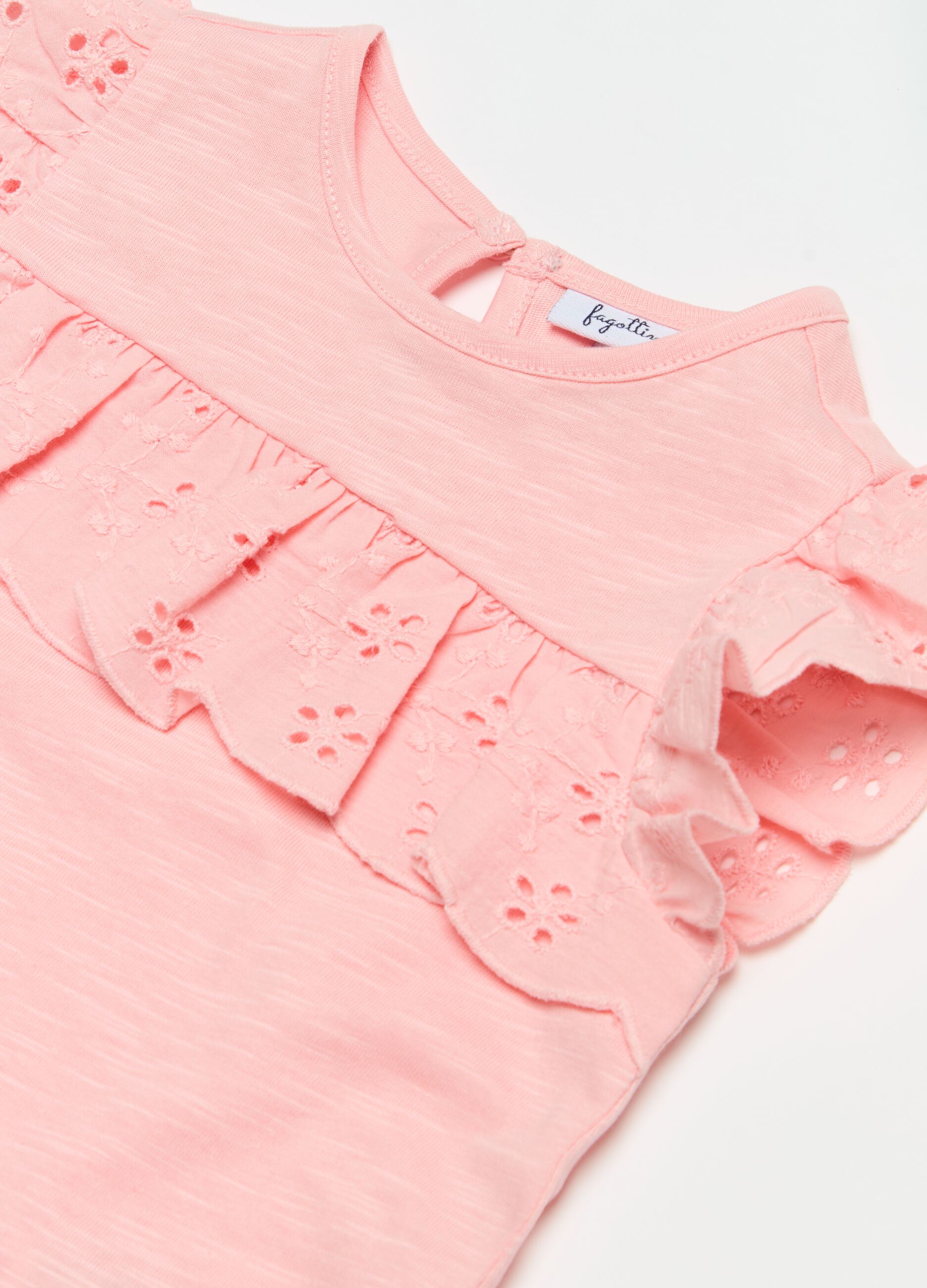 T-shirt with broderie anglaise frills