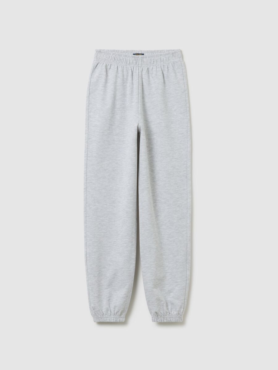 Girls' regular fit grey cotton jogger trousers_0