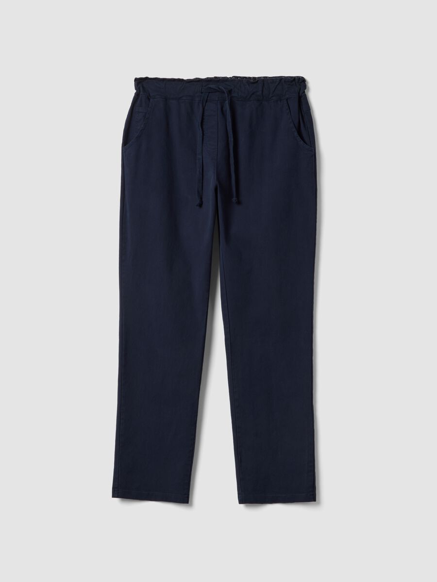 Blue stretch cotton trousers regular fit_4