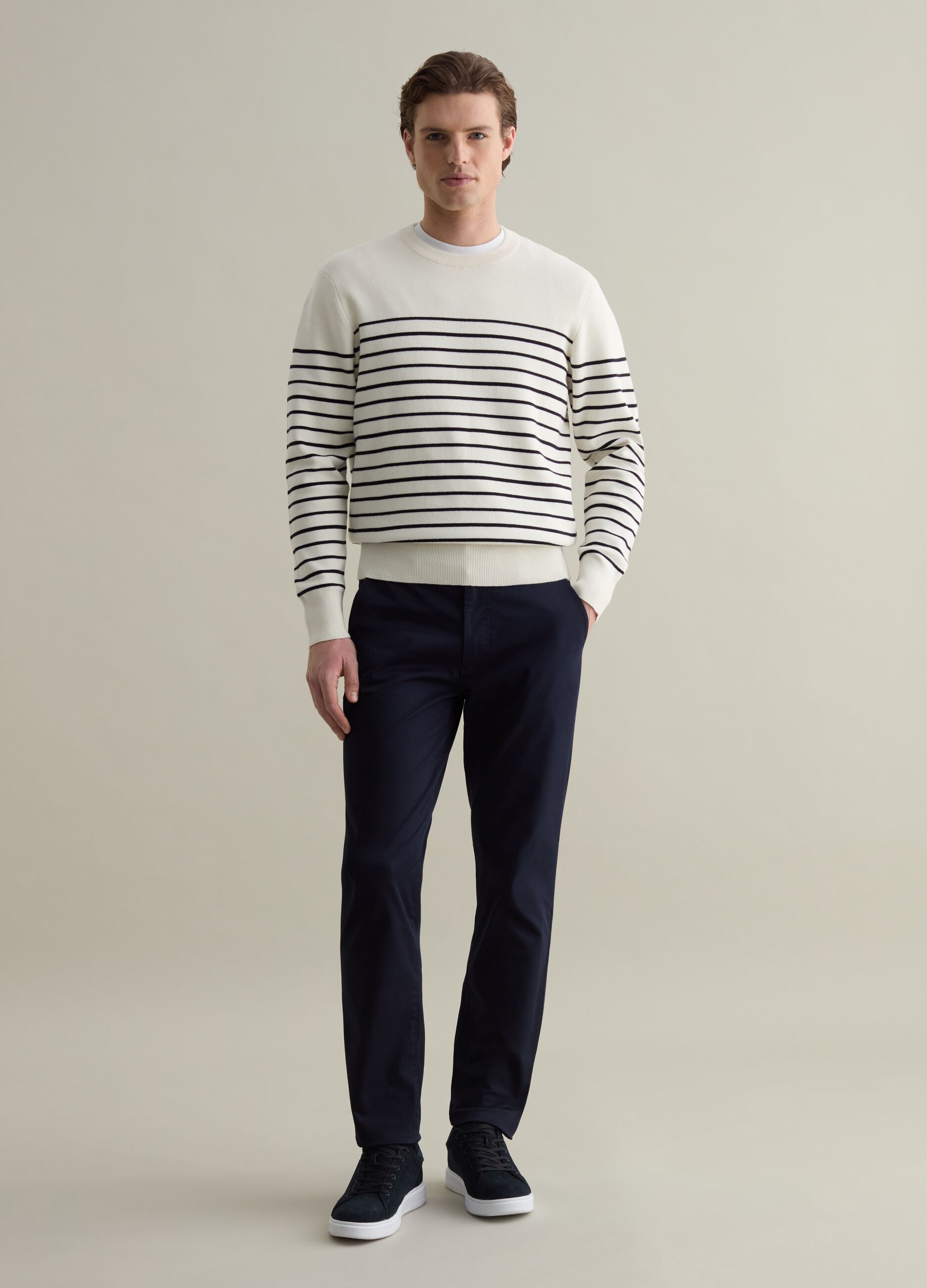 Pullover with thin stripes