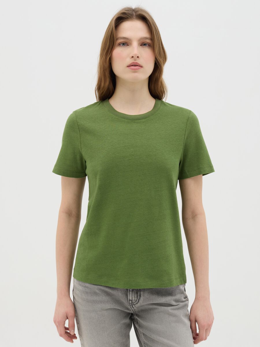 Green Cotton and Linen T-shirt_0