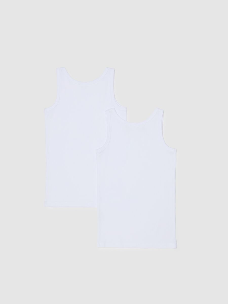 Pack of white sleeveless children's t-shirts in pure cotton regular fit_1