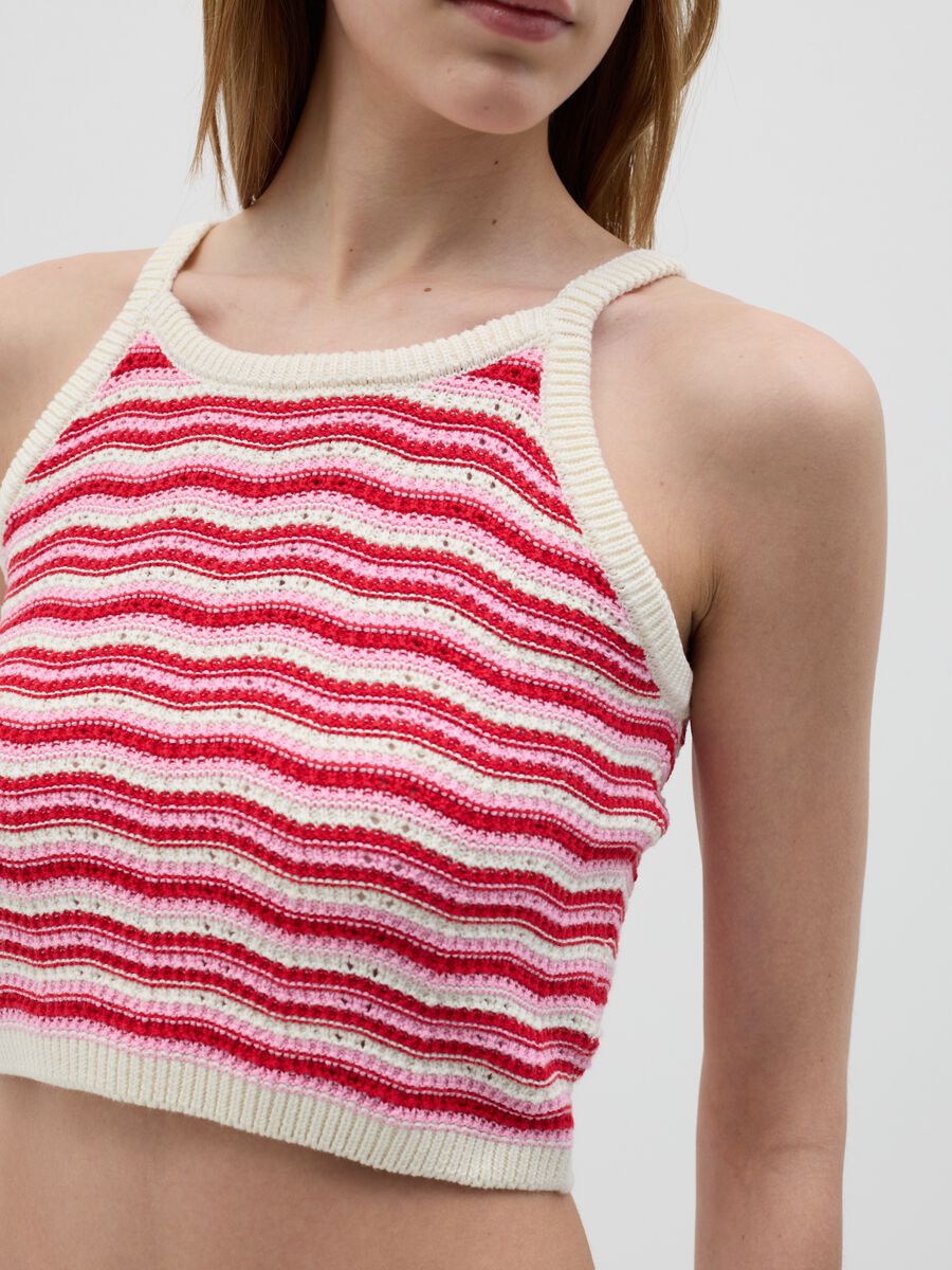 Red and white striped top in pure cotton B.Angel_2