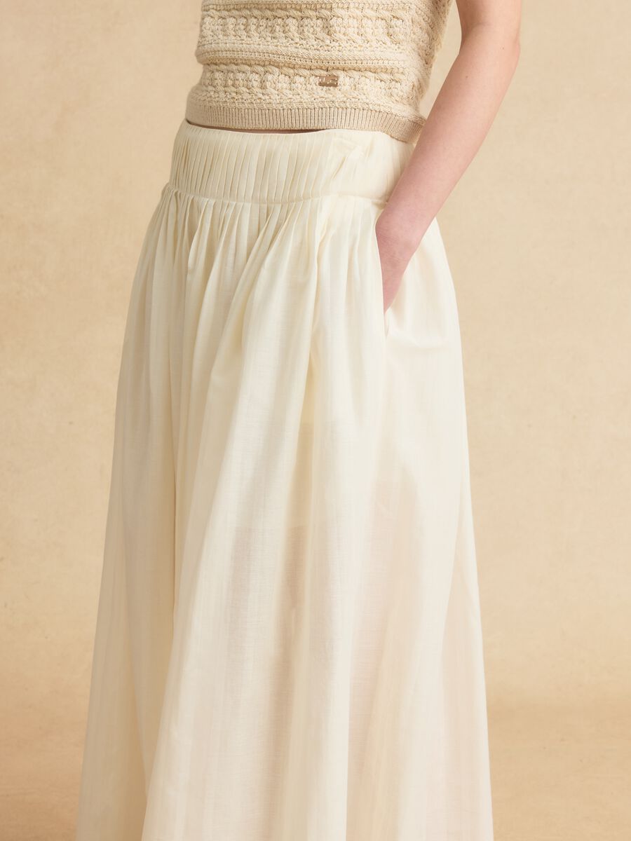 Gonna midi beige in puro cotone_3