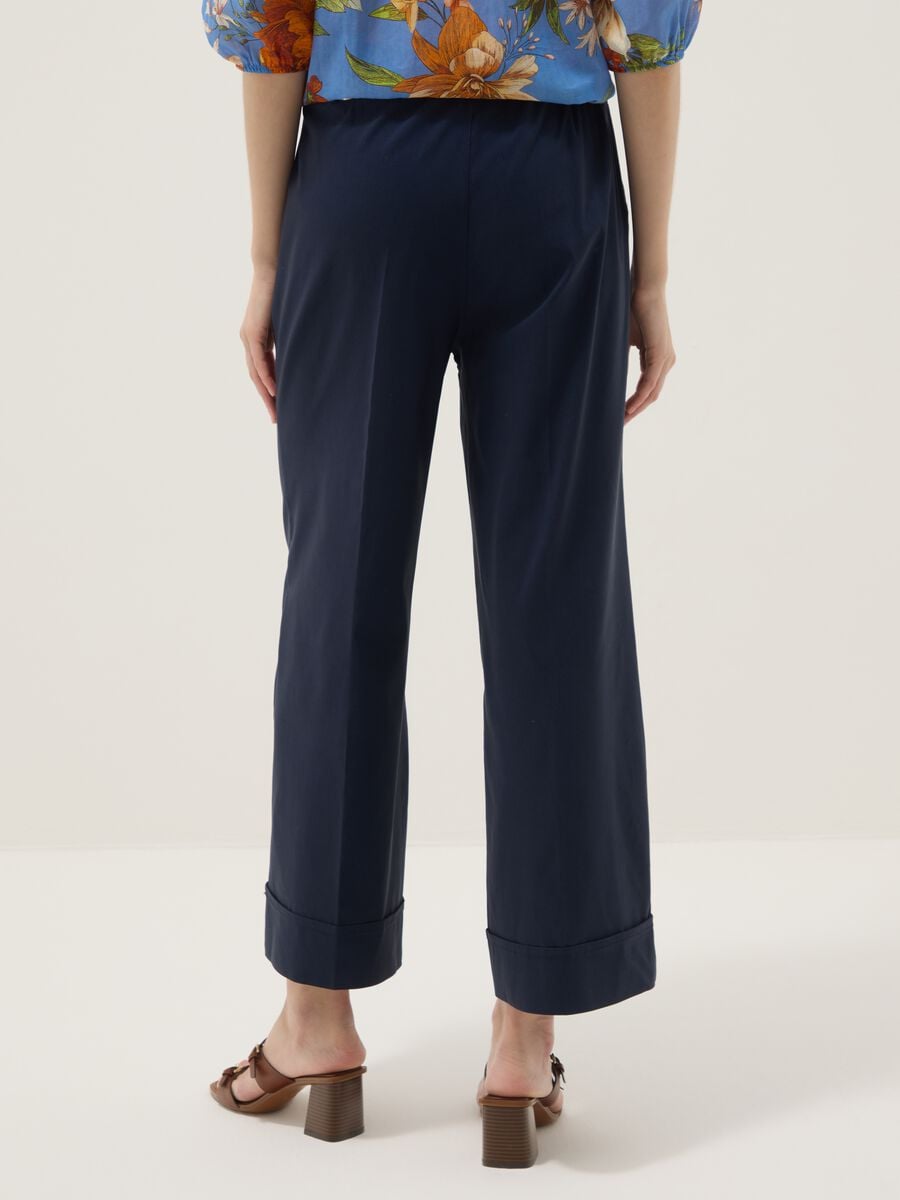 Pantaloni blu palazzo in viscosa elasticizzato_2