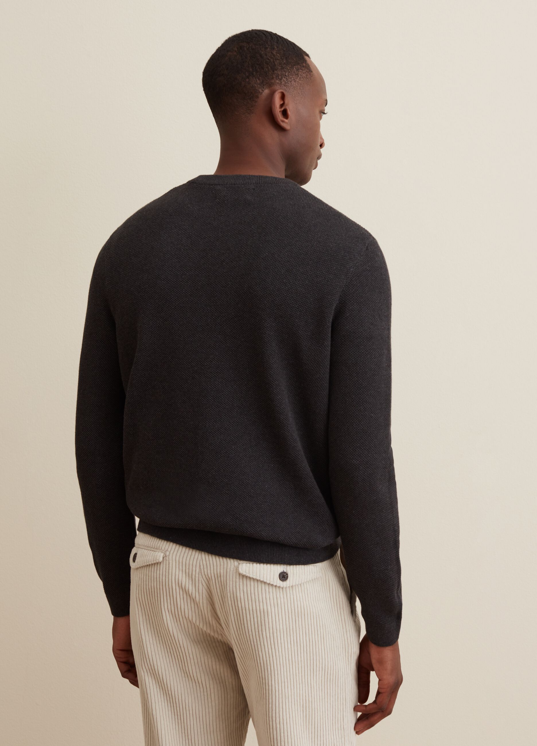 Pullover in piquet con scollo rotondo
