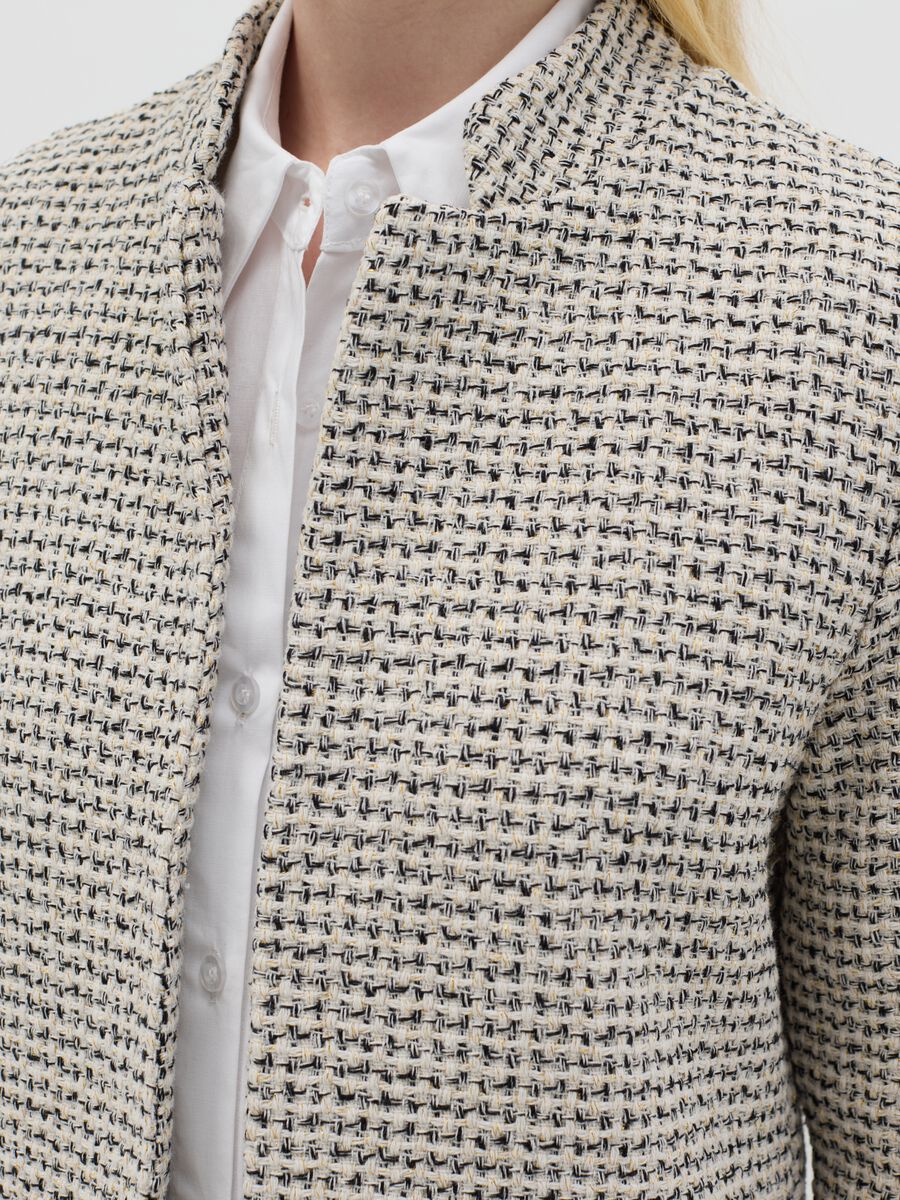 Open beige and black jacket in tweed_2