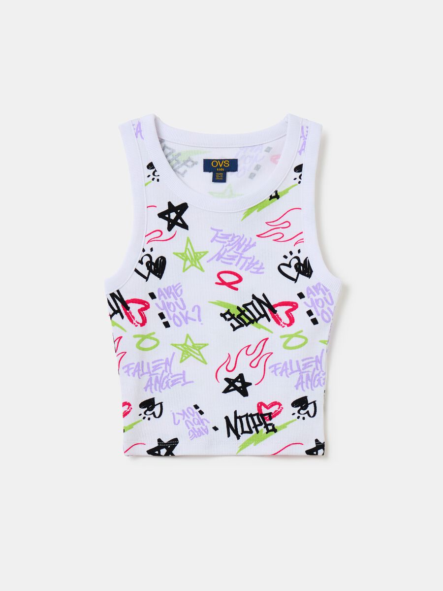 Ribbed tank top with print_0