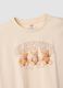 Beige organic cotton pyjamas with crew neck and teddy bear print_2