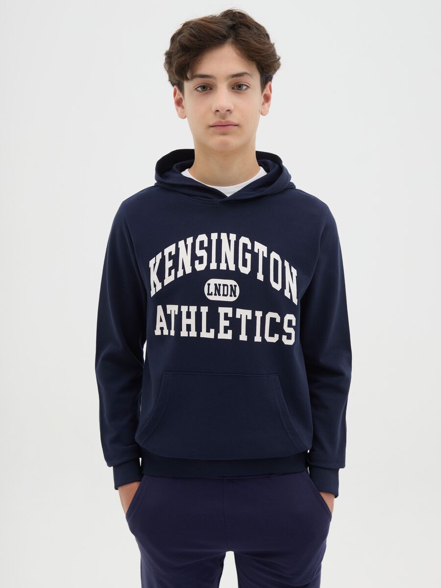 French terry sweatshirt with hood and print_0