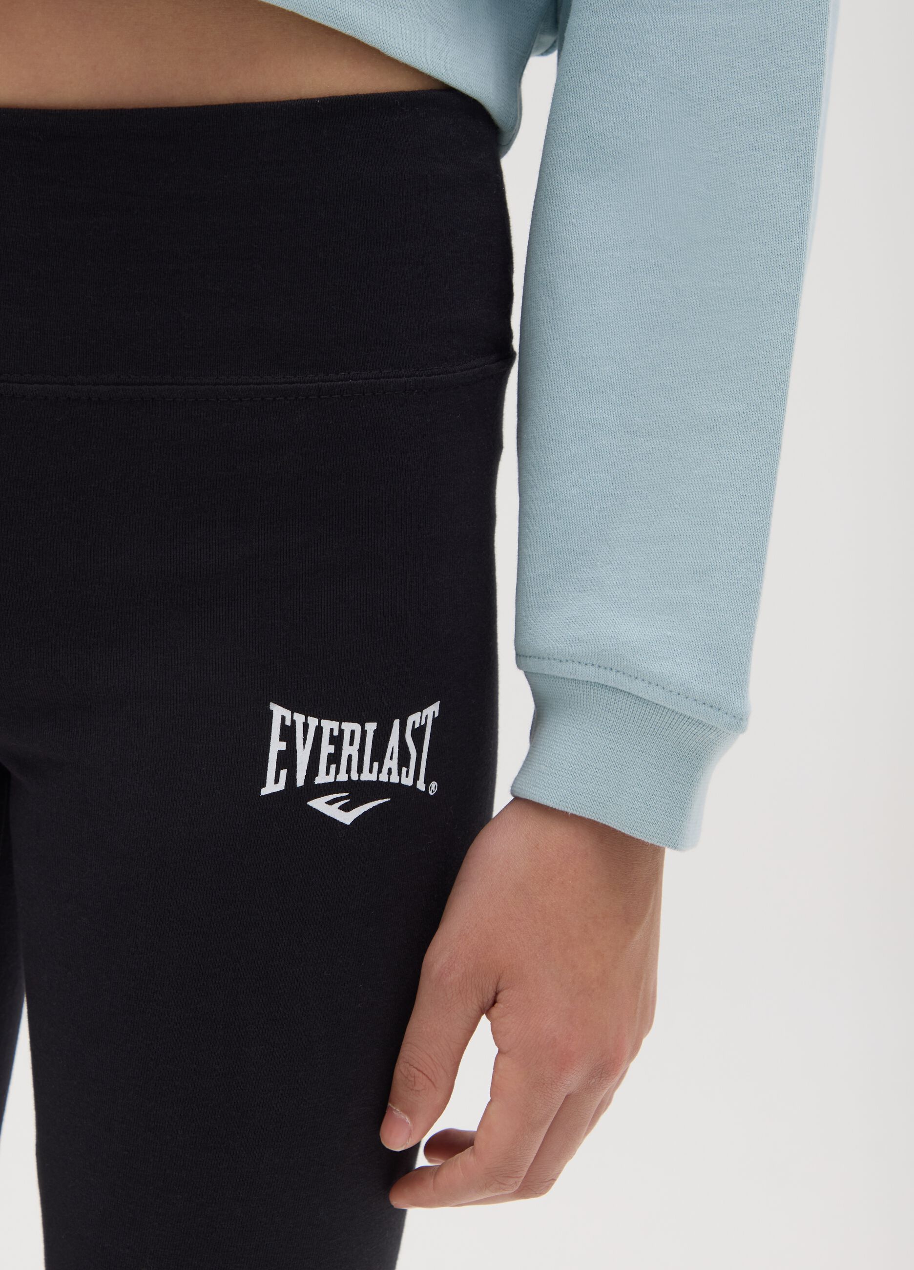 Leggings da ragazza in cotone elasticizzato nero flare