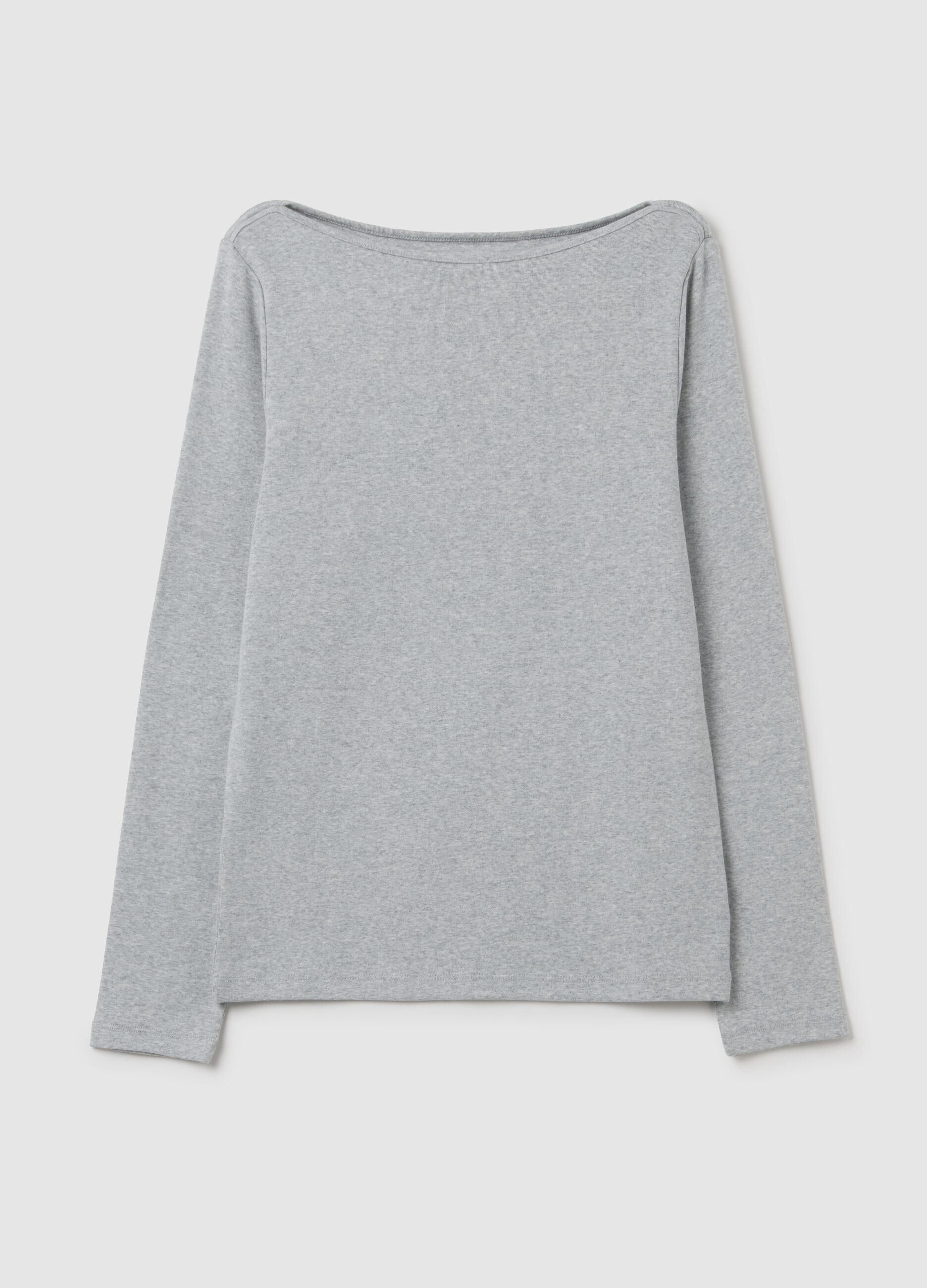 T-shirt in cotton and modal with boat neck