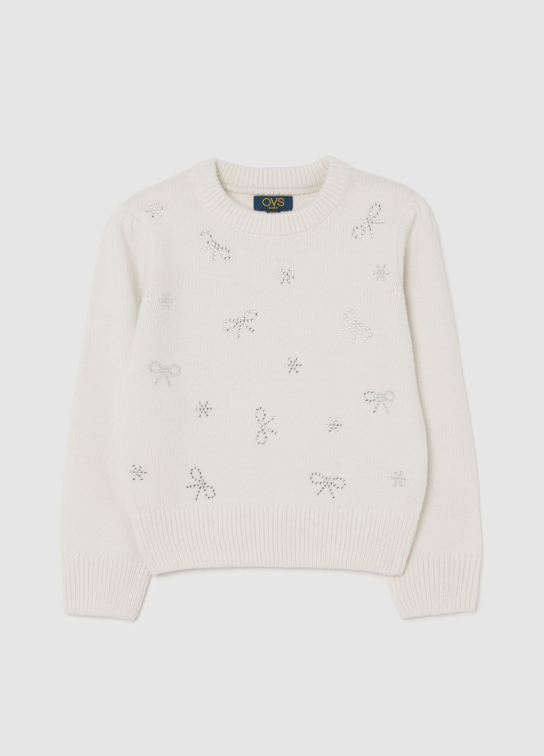 Girls' white regular fit jumper with sparkles