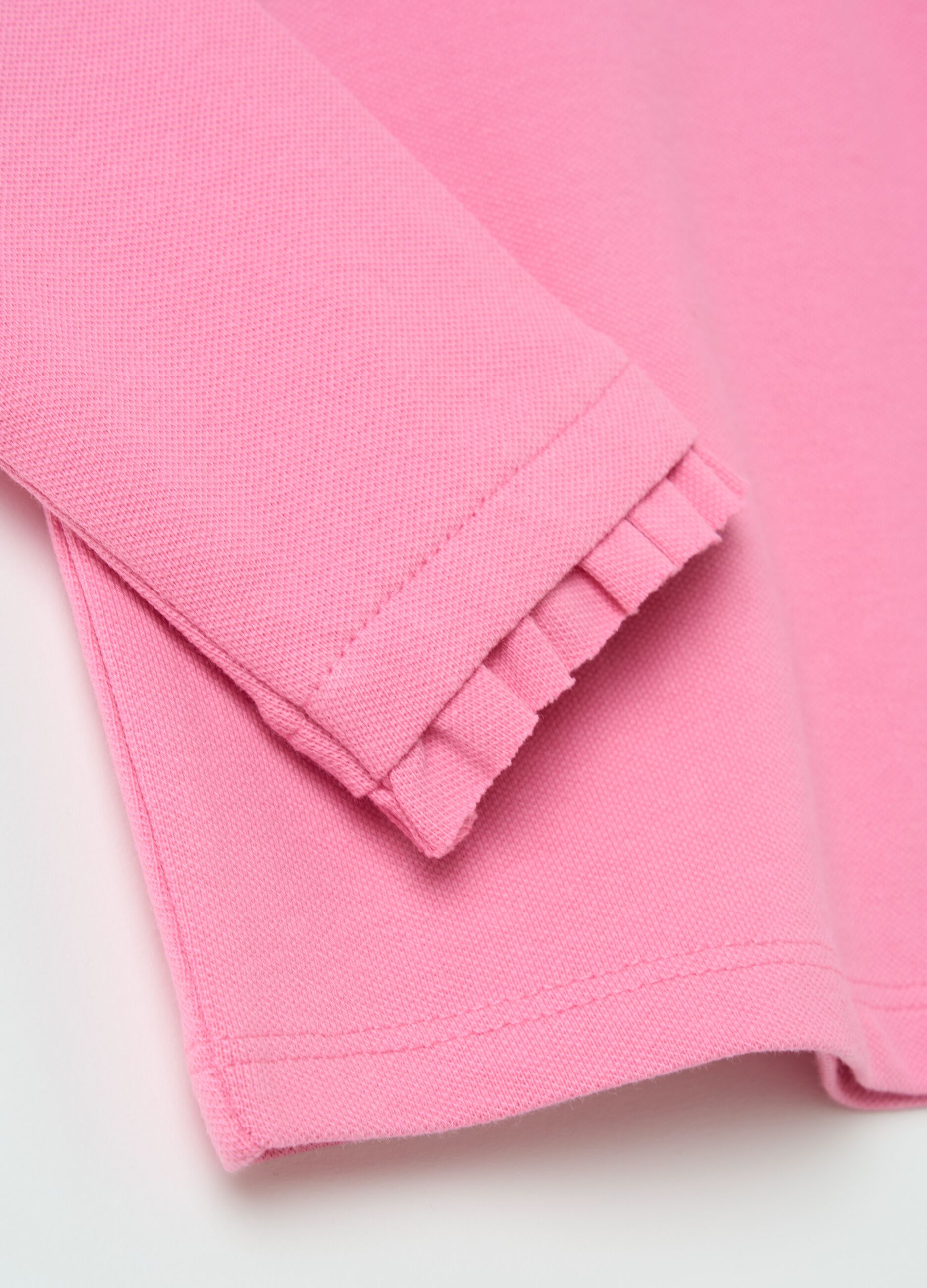 Long-sleeved polo shirt with frills