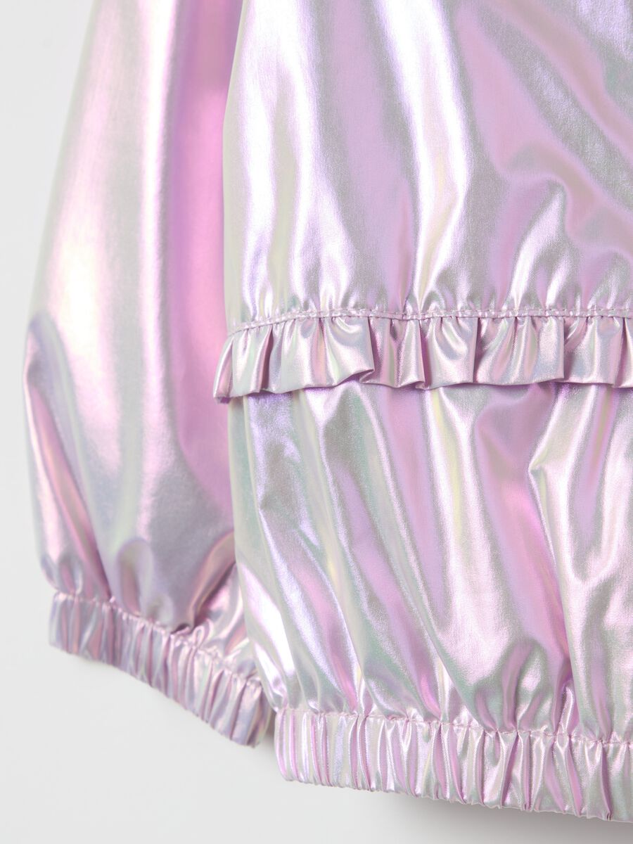 Shiny jacket with hood and frills_3