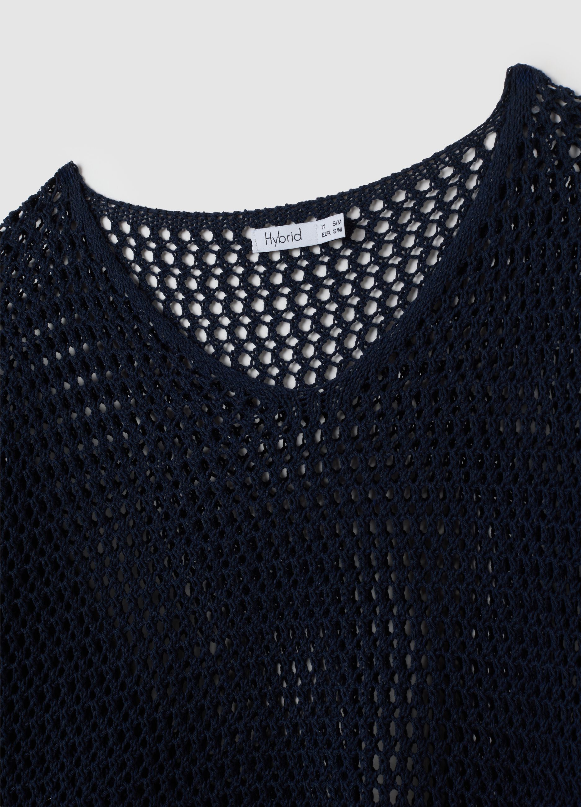 Women's blue cotton sweater with regular fit