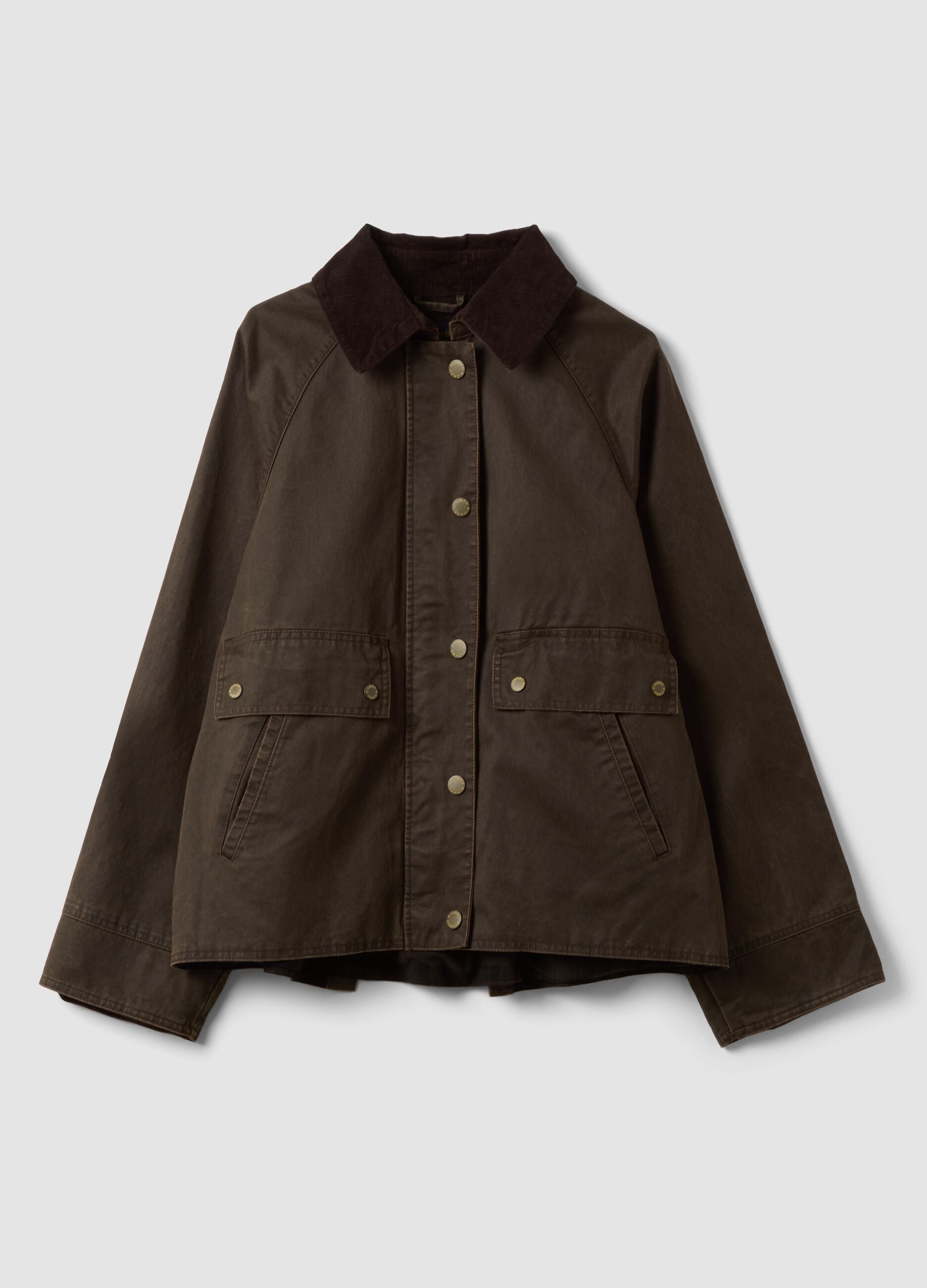 Brown cotton-blend parka with velvet collar