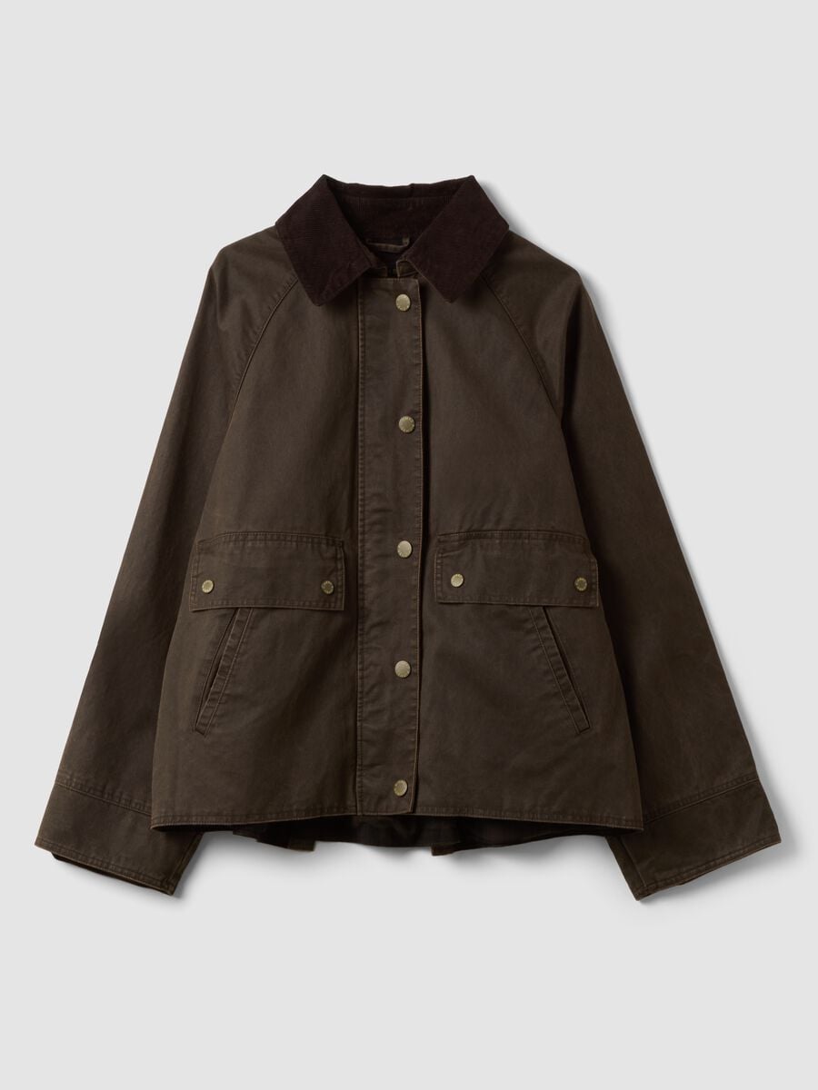 Brown cotton-blend parka with velvet collar_0