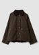 Brown cotton-blend parka with velvet collar_0