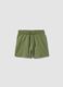 Green regular fit cotton shorts for kids with back pocket_0