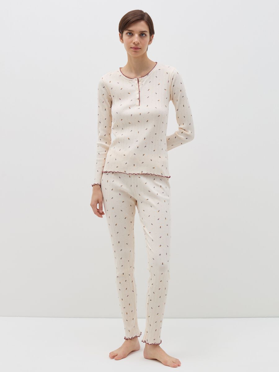 Pyjama trousers with small flowers and polka dots in foil_0