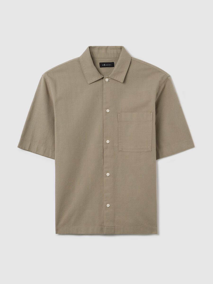 Short-sleeved green shirt in cotton_0
