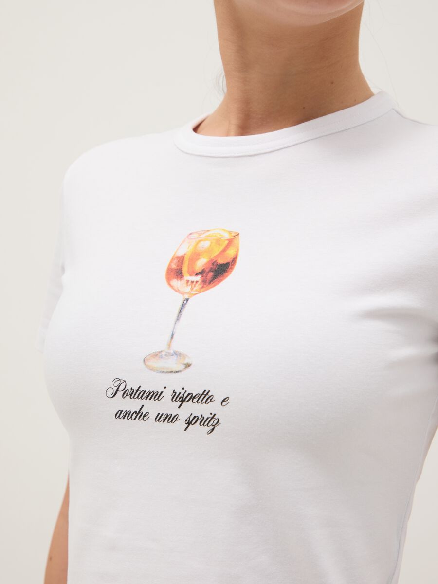 Regular fit white pure cotton T-shirt with spritz print_3