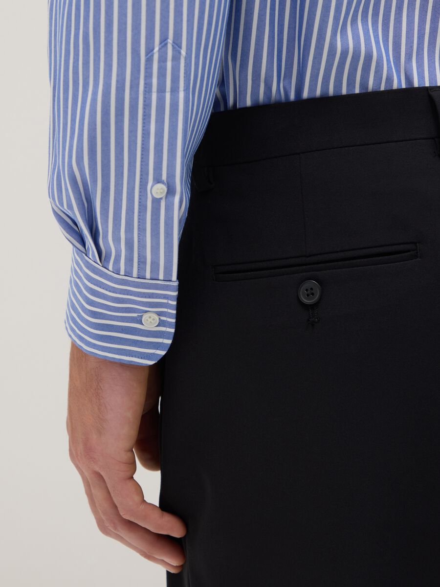 Multicolour striped cotton blend shirt with regular fit_3